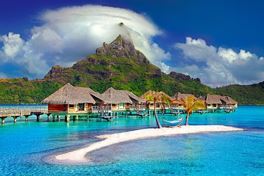 private island with huts and hammock